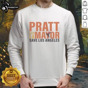Alt Text: Premium Spencer Pratt For Mayor Save Los Angeles logo sweatshirt featuring a bold design and vibrant colors.