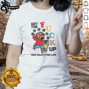 Vintage ladies tee featuring 'The Berenstain Bears Get The F*ck Up and Enjoy This Life' design for a fun, stylish look.