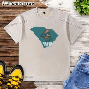 Premium Coastal Carolina 365 Days of Teal washed t-shirt featuring a vibrant teal color and soft, comfortable fabric.