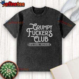 Funny grumpy vintage retro T-shirt for 'Fuckers Club Lifetime Member' in washed style, perfect for casual wear.
