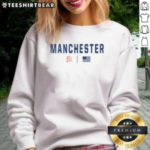 Good Manchester sweatshirt in navy blue, showcasing a stylish design perfect for casual wear and sports enthusiasts.