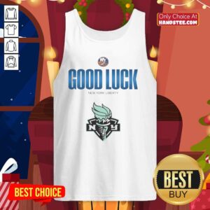 Official New York Islanders Good Luck New York Liberty tank top in team colors, perfect for fans and summer wear.