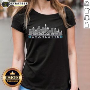 Hot Charlotte Basketball Greatest of All Time team legends tee featuring Charlotte city skyline design.