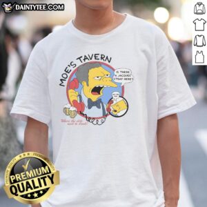 Funny Moe's Tavern The Simpsons T-Shirt featuring Moe Szyslak's bar logo in vibrant colors for fans of the iconic show.