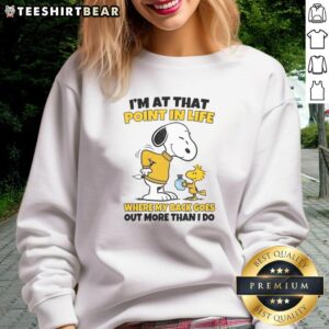 Funny sweatshirt reading 'I'm at that point in life where my back goes out more than I do' - perfect for casual wear.