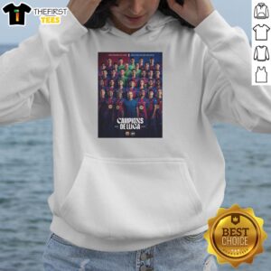 FC Barcelona 2025-26 La Liga Champions hoodie poster featuring vibrant design and team logo, perfect for fans.