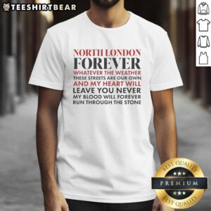 Official Arsenal FC North London Forever T-shirt showcasing team spirit and pride, perfect for fans in any weather.