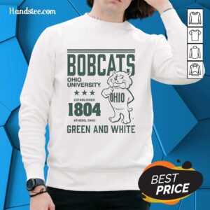 Vintage sweatshirt featuring the Premium Ohio Bobcats logo, celebrating the university established in 1804.