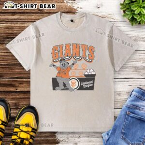 Alt Text: Top Mitchell & Ness Cream San Francisco Giants Step Back Up Washed T-Shirt featuring vintage team logo design.