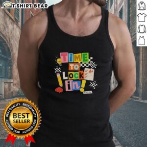 Teacher wearing 'Don't Stress, Test Day' tank top, promoting positivity and confidence for students on test day.