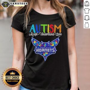 Hot Charlotte Hornets Autism Awareness Ladies Tee promoting acceptance, understanding, and support for autism.