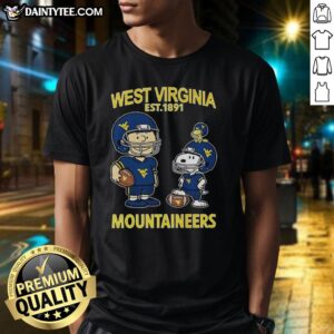 Good Charlie Brown and Snoopy X West Virginia Mountaineers NCAA Football T-Shirt, celebrating team spirit since 1891.