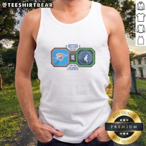 Oklahoma City Thunder vs Minnesota Timberwolves 2026 Western Conference Final NBA Playoffs tank top design.