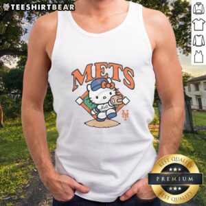 Cute Hello Kitty X New York Mets throw tank top featuring a playful design perfect for fans and summer wear.
