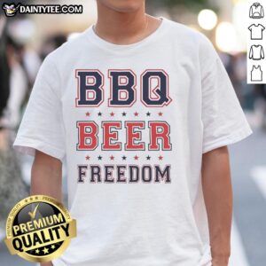 Original BBQ Beer Freedom Stars T-Shirt featuring a patriotic design perfect for summer cookouts and casual wear.