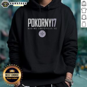Hot Pokorny 17 Racing Louisville FC Hoodie featuring team colors and logo, perfect for fans and supporters.