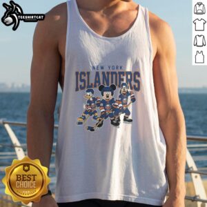 Nice New York Islanders Disney Team ice hockey tank top featuring vibrant graphics and team colors for fans.
