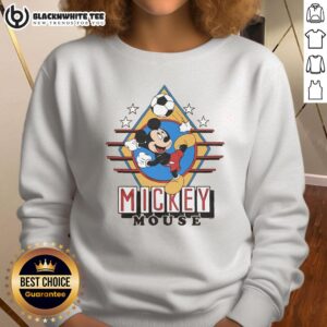 Cozy Nice Mickey Mouse soccer sweatshirt featuring vibrant colors and playful design, perfect for Disney fans and sports lovers.