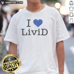 Nice Dan Abrams wearing a stylish 'I Love Livid' T-shirt, showcasing his casual fashion and personality.