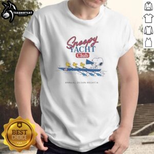 Official Snoopy and Woodstocks Yacht Club Annual Ocean Regatta funny t-shirt featuring vibrant cartoon graphics.