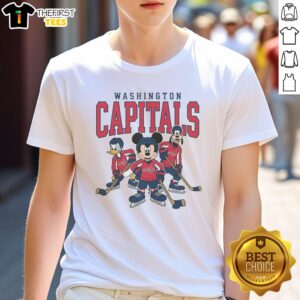 Awesome Washington Capitals Disney Team Ice Hockey T-Shirt featuring vibrant graphics and comfortable fit for fans.