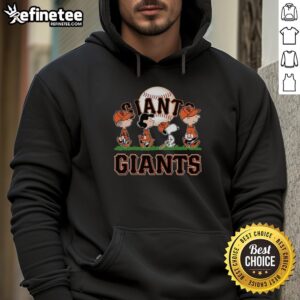 Good Snoopy Charlie Brown Linus And Lucy Wearing San Francisco Giants Baseball Jersey T-Shirt - Image 2