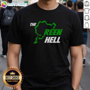 Premium The Green Hell Ain't Easy Being T-Shirt featuring a bold graphic design for gaming enthusiasts and nature lovers.