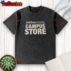 Good Utah State University Campus Store college text washed t-shirt in blue, perfect for students and alumni.