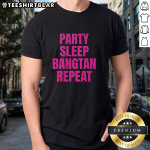 Premium Party Sleep Bangtan Repeat BTS K-Pop T-Shirt featuring vibrant design and comfortable fit for fans.