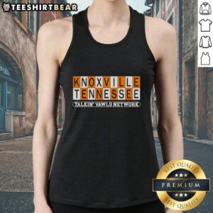 Premium Knoxville Tennessee Talkin' Vawls Network tank top featuring a stylish checkerboard design for Tennessee Volunteers fans.