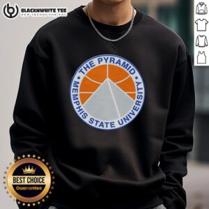 Alt Text: Memphis State University basketball logo sweatshirt featuring the iconic Good The Pyramid design.