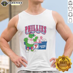 Alt Text: Awesome Preschool Mitchell & Ness Cream Philadelphia Phillies Step Back Up Tank Top for kids, perfect for summer.