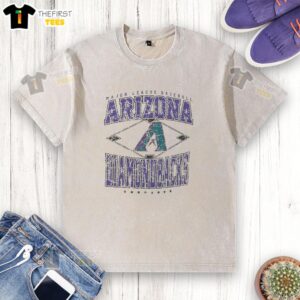 Premium Arizona Diamondbacks Major League Baseball Cooperstown Diamond Washed T-Shirt, featuring team logo and vintage style.