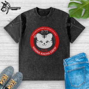 Moona Racha Crew washed t-shirt featuring 'Nice Stray Kids Everywhere All Around The World' design, perfect for fans.