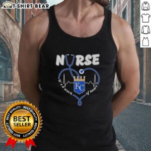 Alt Text: Stylish Kansas City Royals nurse tank top with It's a Work of Heart design, perfect for fans and healthcare workers.