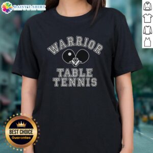 Original Warrior Table Tennis - Two crossed ping pong paddles design on a ladies tee shirt.