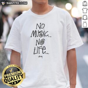 Stylish Nice Tower Records No Music No Life T-Shirt displayed on a hanger, perfect for music lovers and collectors.