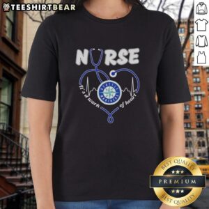 Original Seattle Mariners Nurse It's A Work Of Heart Ladies Tee in vibrant colors, perfect for baseball fans and nurses.