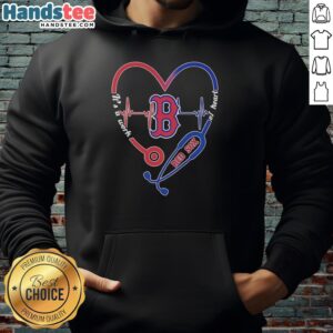 Official Boston Red Sox Stethoscope Heartbeat It's A Work Of Heart T-Shirt - Image 6