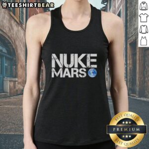Elon Musk tank top featuring an awesome nuke Mars graphic, perfect for fans of space exploration and bold fashion.