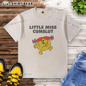 Awesome Little Miss Cumslut washed t-shirt featuring a playful design for fun and stylish casual wear.