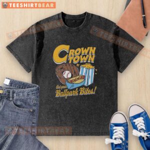 Official Crown Town Ballpark Bites washed t-shirt featuring a vibrant design perfect for baseball fans.