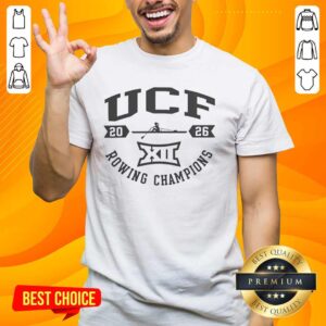 UCF Knights White Summit Sportswear T-Shirt celebrating Big 12 2026 Rowing Champions, perfect for fans and athletes.