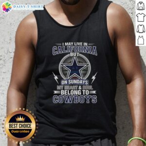 Official Dallas Cowboys NFL tank top featuring 'My heart and soul belong to Cowboys,' perfect for fans living in California.