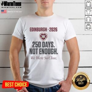 Premium Hearts 250 Days Top Heartbreak Scottish Premiership Final Day 2026 T-Shirt featuring vibrant team graphics.