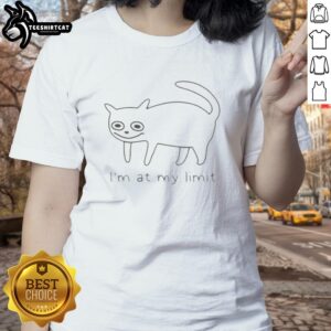 Good Cat I'm at My Limit ladies tee featuring a playful cat design, perfect for cat lovers and casual wear.