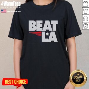 Alt Text: Top New England Patriots beat LA graphic on stylish women's tee, perfect for fans and game day attire.