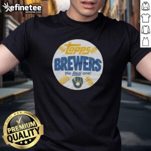 Awesome Milwaukee Brewers MLB x Topps Baseball 'The Real One' T-shirt featuring team logo and stylish design.
