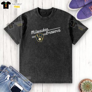 Top Milwaukee Brewers Soft As A Grape washed t-shirt in navy, featuring team logo and comfortable fit for fans.