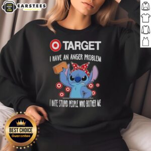 Alt Text: Cute Stitch x Target sweatshirt featuring I Have An Anger Problem text, perfect for expressing your frustrations stylishly.